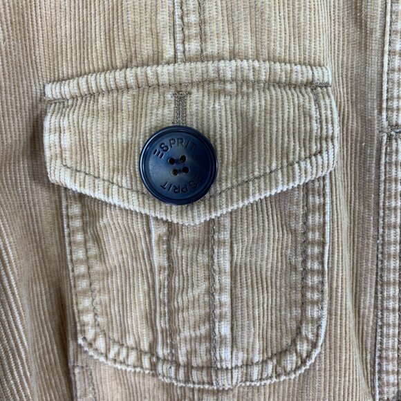 Esprit retro tan corduroy belted light weight elbow patches Jacket size 6 - Picture 6 of 13